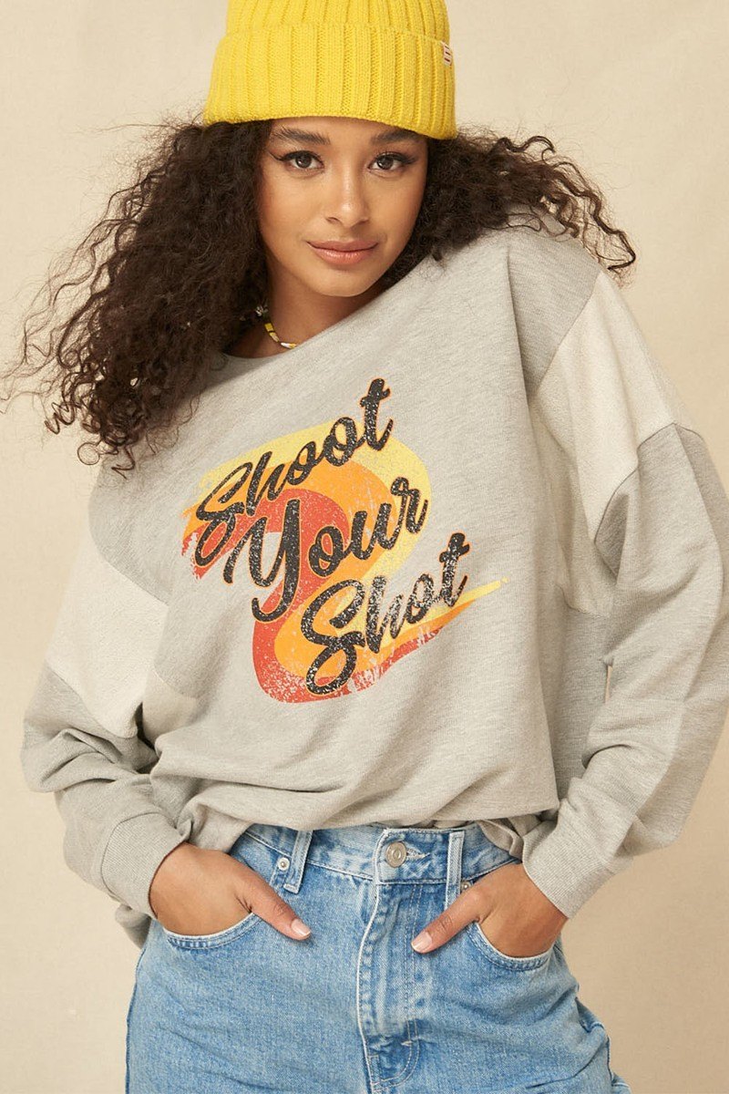 A French Terry Knit Graphic Sweatshirt