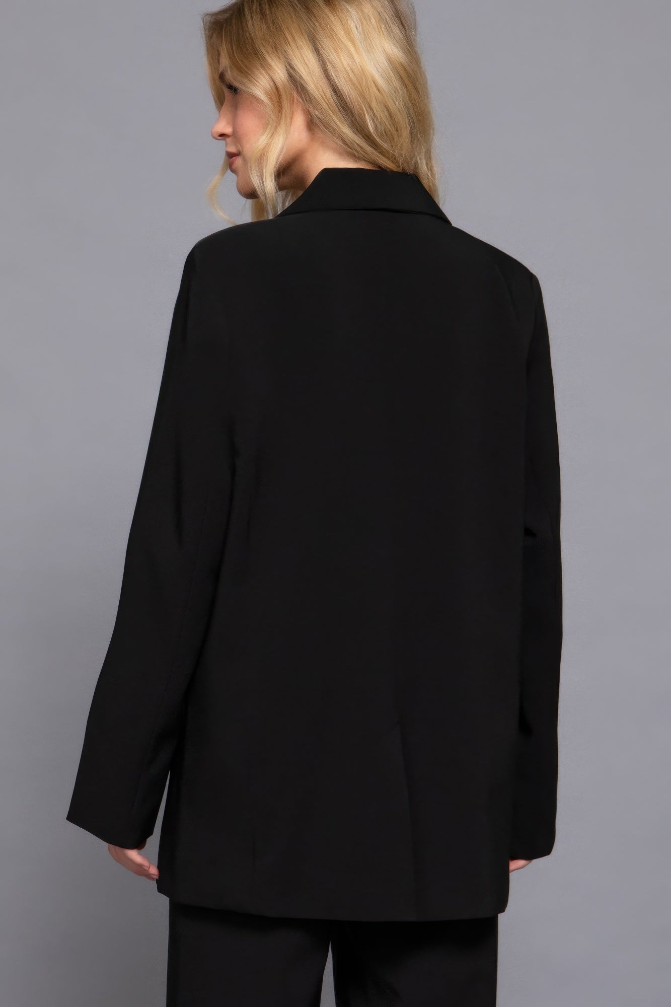 Long slv front button closure blazer