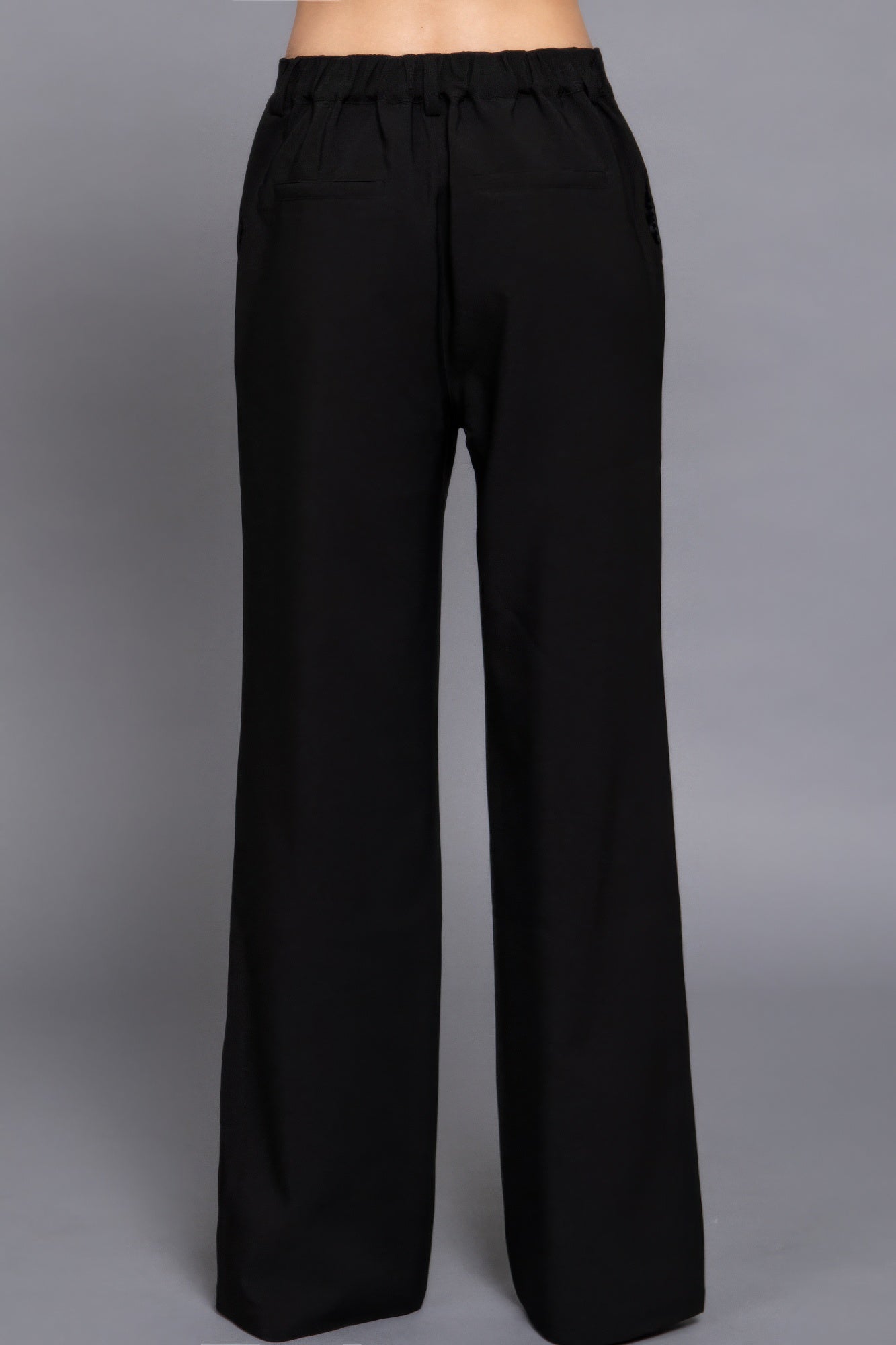 Back elastic straight woven long pants