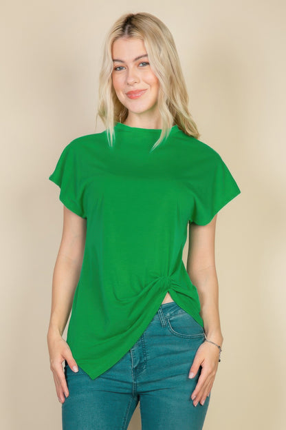 Batwing Sleeve Twist Front Tee