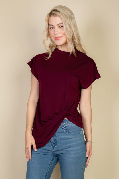 Batwing Sleeve Twist Front Tee