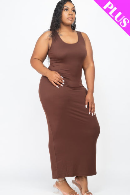 Plus Size Solid Basic Maxi Dress