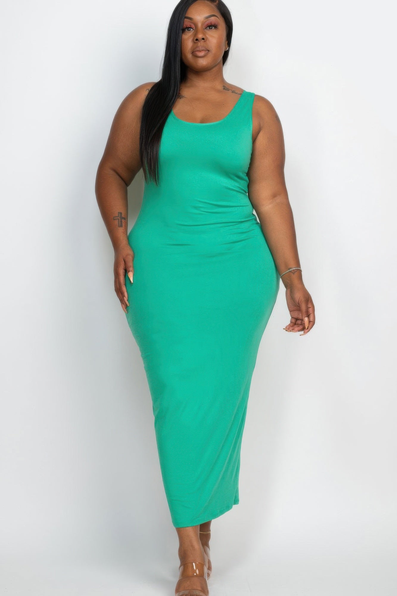 Plus Size Solid Basic Maxi Dress