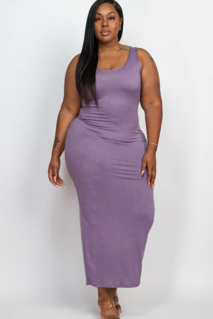 Plus Size Solid Basic Maxi Dress