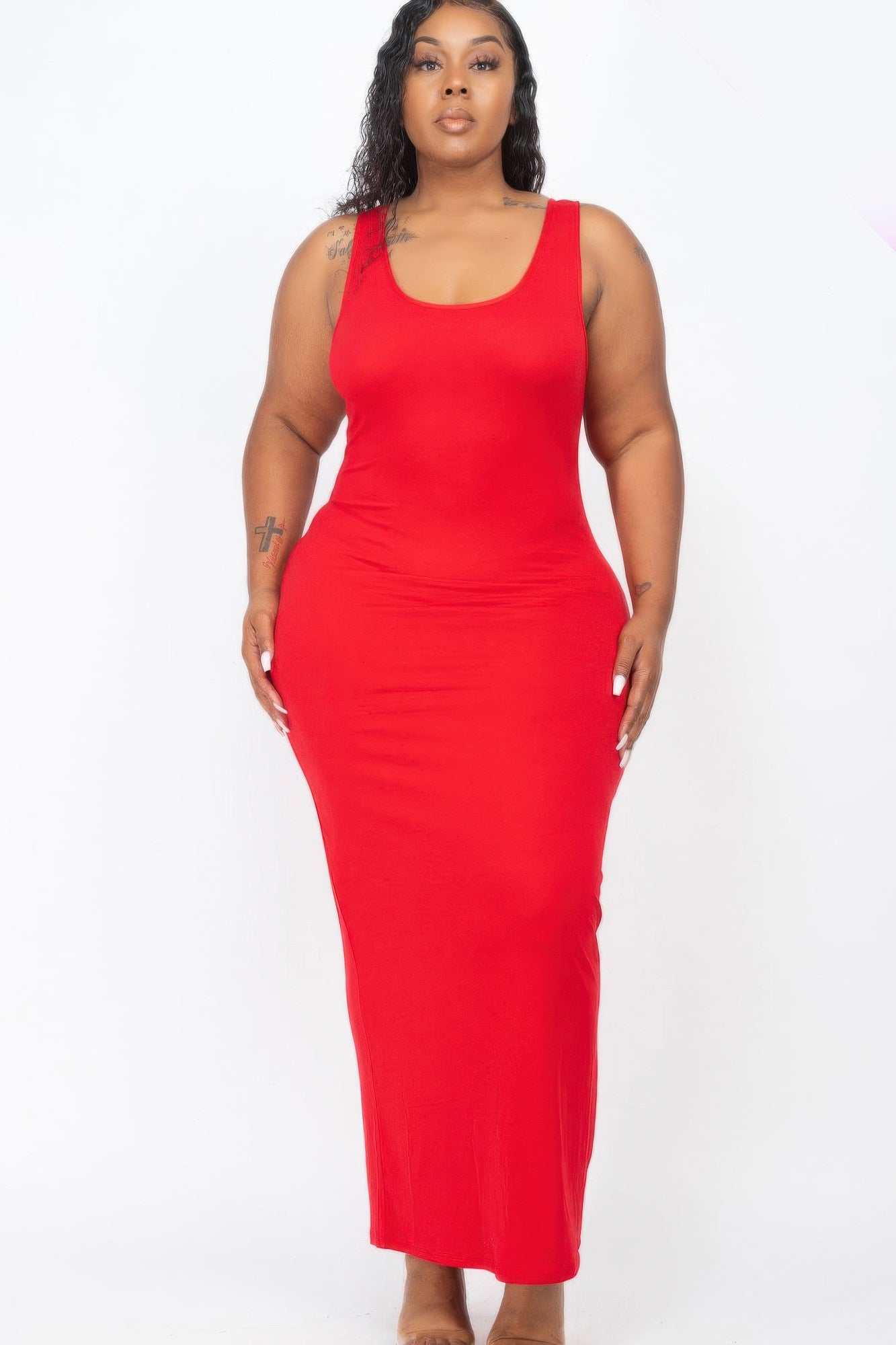 Plus Size Solid Basic Maxi Dress