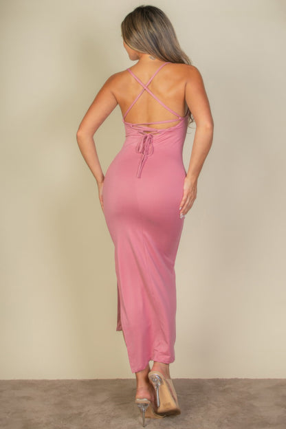 Crisscross Back Split Thigh Maxi Dress